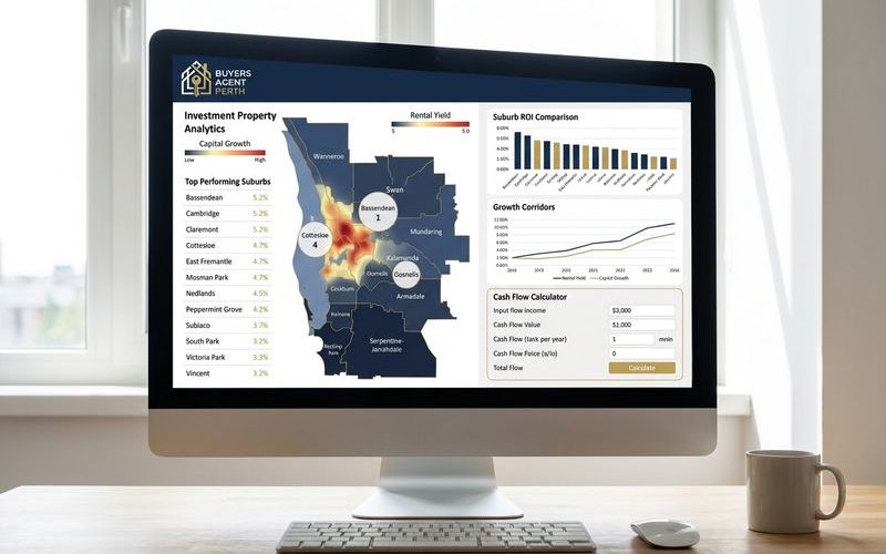 Investment property analysis dashboard showing Perth market data