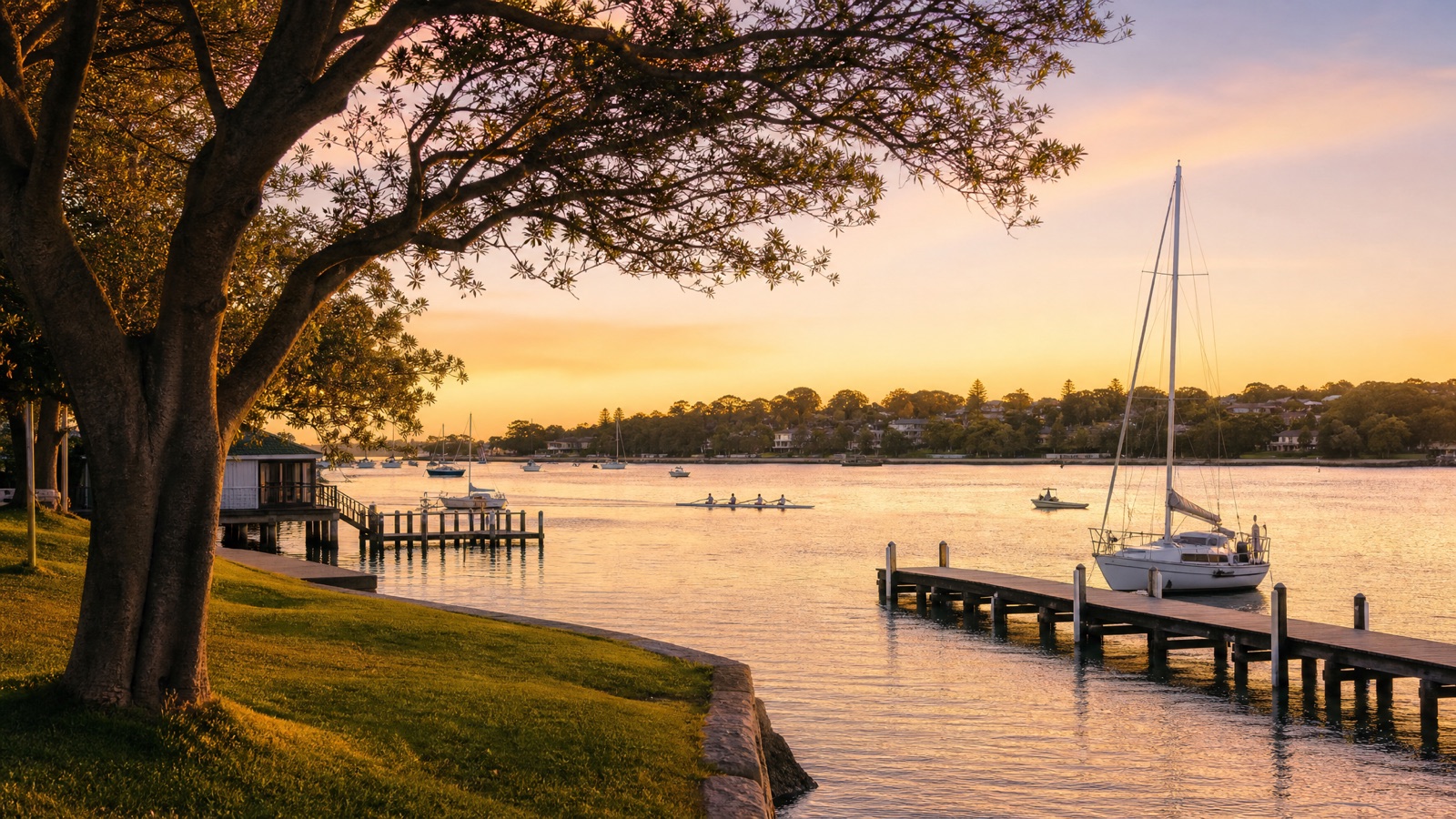 Swan River foreshore at Claremont at sunset