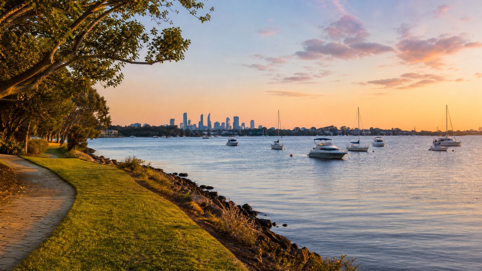 The Swan River at Dalkeith at sunset
