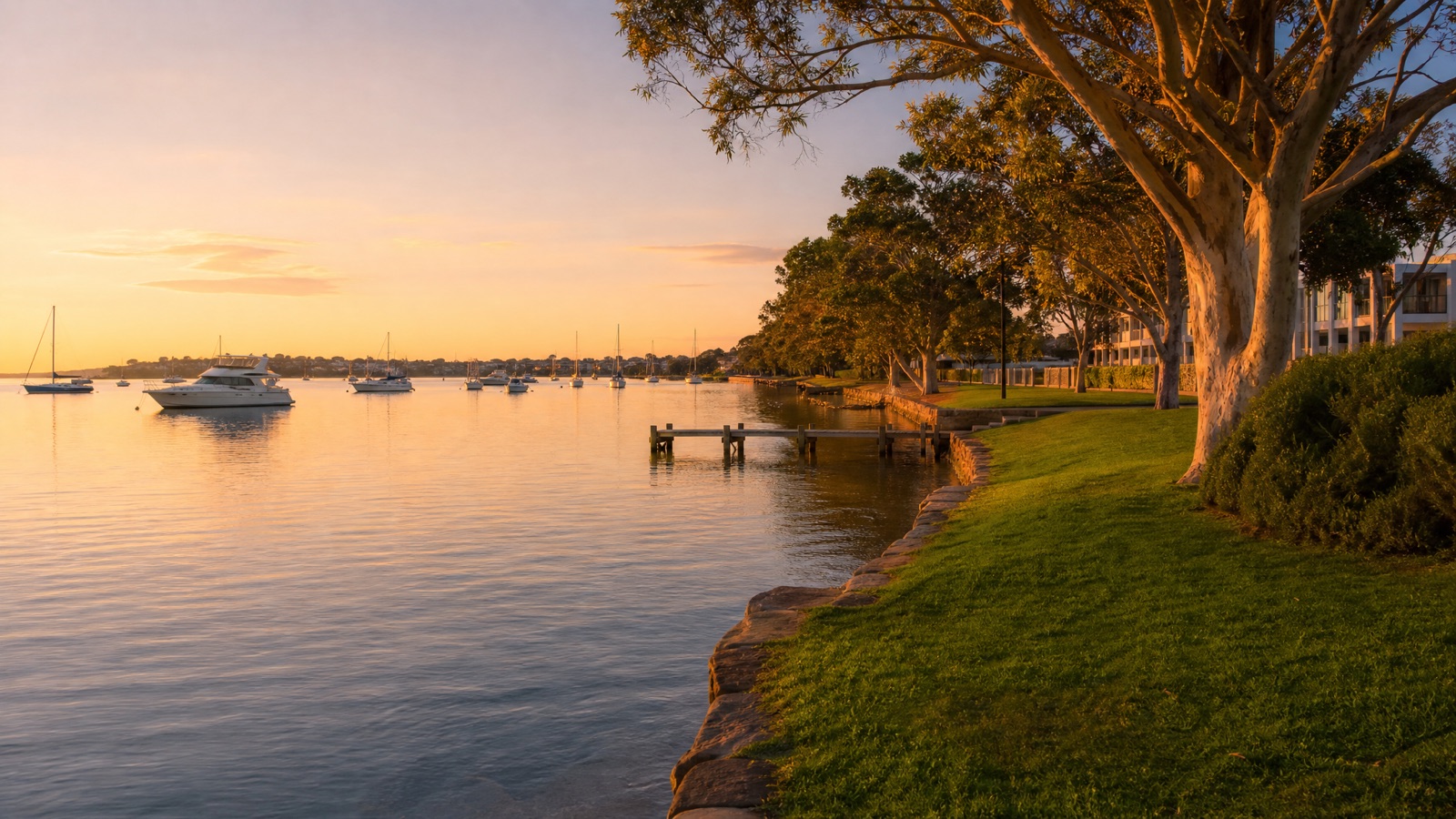 Swan River foreshore at Mosman Park at sunset